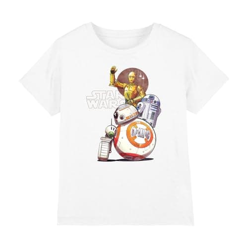 Image of Cotton Soul Star Wars Droid Squad Kids T Shirt, White, 3-4 Years