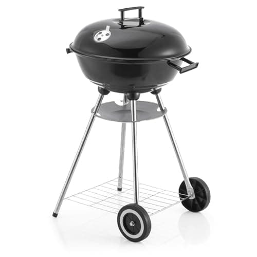 Image of House of Home Large 45cm Kettle Charcoal BBQ Grill – Portable Round Barbecue with Lid, Ash Catcher, Wheels & 75cm Stand – Perfect for Garden Parties, Camping & Outdoor Cooking