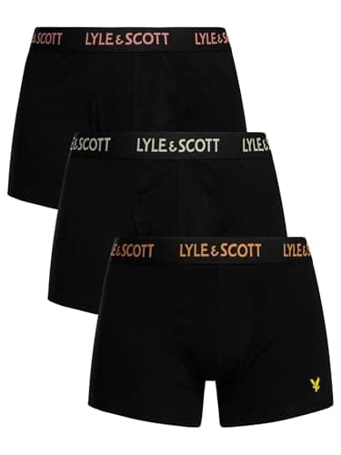 Image of Lyle & Scott Men's 3 Pack Barclay Trunks, Black (Orange/Grey/Pink), S