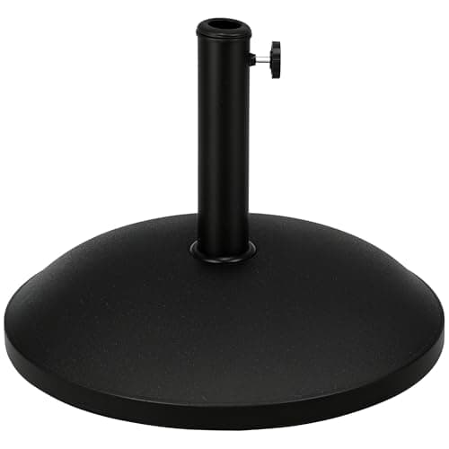 Image of Outsunny 25 kg Parasol Base, Heavy Duty Concrete Patio Umbrella Stand with Adjustable Knob, 49 cm Round Garden Parasol Holder for 35 to 48 mm Poles, Black