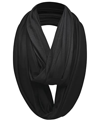 Image of Basic Sense Plain 50% Cotton Blend Jersey Snood Scarf, Black