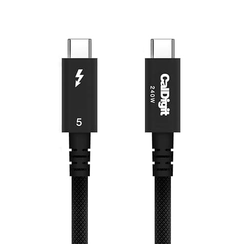 Image of CalDigit Thunderbolt 5 Pro Braided Cable - 120Gbps 240W Power Delivery, Compatible with Thunderbolt 3, 4, USB4 Type C, MacBook Pro, iMac, iPhone 16 Max, Black (0.5m/1.64ft/19.685 Inches)