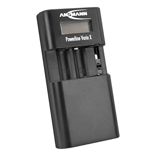 Image of ANSMANN Powerline Vario X Battery Charger, Suitable for Camera Battery Packs Made of Li-Ion, LiPo, NiMH or 2 x Mignon AA or 2 x Micro AAA Batteries Adjustable Height of Charging Bay