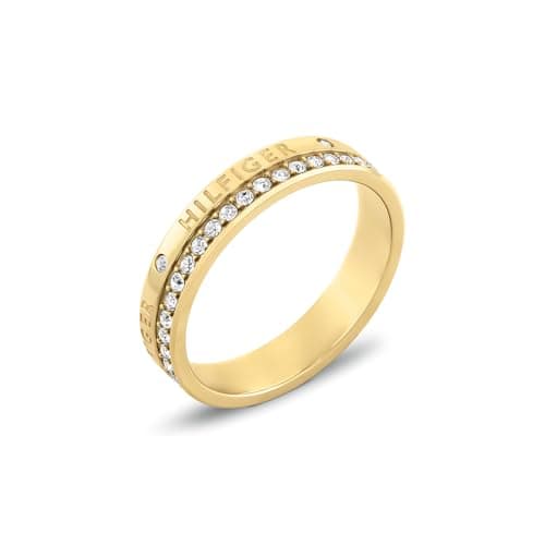 Image of Tommy Hilfiger Jewelry Women's Ring in Yellow Gold Embellished with Crystals - 2780911B