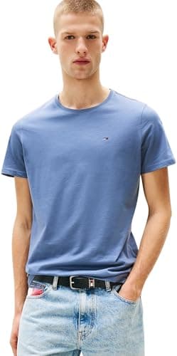 Image of Tommy Jeans Mens TJM Xslim Jersey Tee Dm0dm04411 S/S T-Shirt, Grey (Blue Moment), XS UK