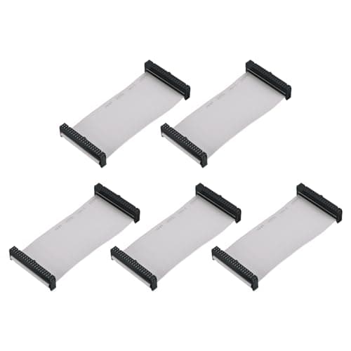 Image of sourcing map 5 Pcs IDC Connector Flat Ribbon Cable, 40 Pins 2.54mm Pitch 10cm Length FC to FC Dual Female Connector Flat Ribbon Cable Wire for Industrial Electronics, Grey