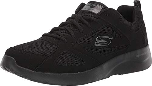 Image of Skechers Men's Dynamight 2.0 Fallford Trainers, Black Leather Mesh Pu Trim, 9 UK