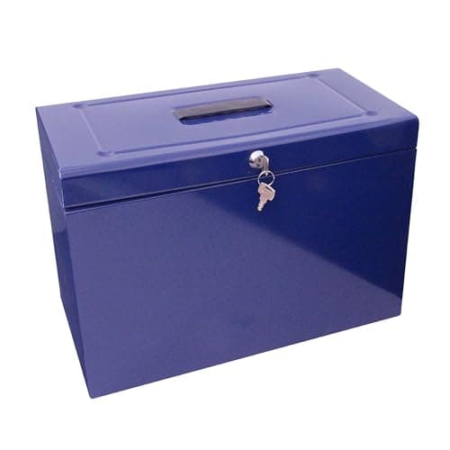 Image of Cathedral Products A4+ (Foolscap) Steel File Box with Starter Pack of 5 Suspension Files - Blue