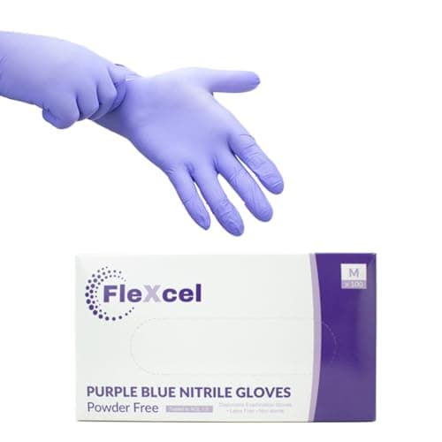 Image of FleXcel Purple Nitrile Gloves (Box of 100) Size Large - Multipurpose Powder Free, Latex Free, Medical Grade, Food Safe Examination Gloves - AQL 1.5 PPE Regulation 2016/425 Category III Certified