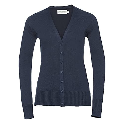 Image of Russell Collection Ladies/Womens V-neck Knitted Cardigan (L) (French Navy)