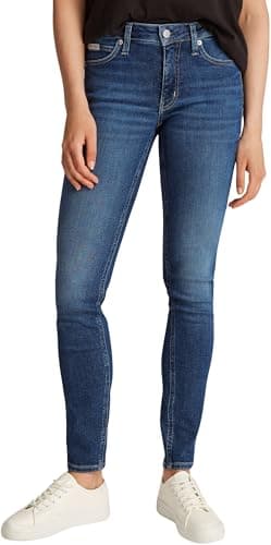 Image of Calvin Klein Women’s Mid Rise Skinny Fit Jeans, Blue (Denim Dark), 34W/28L