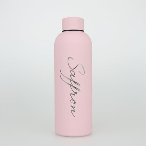 Image of cribstar Personalised Engraved Insulated Water Bottle | Stainless Steel Water Bottle | Double Walled Drink Bottle Keeps 12 Hours Hot & 24 Hours Cold 500ML | Vaccum Flask (Dusty Pink)