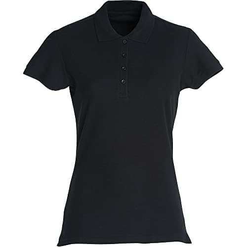 Image of Clique Women's Black Short-Sleeved 100% Cotton Polo Shirt, Turn Down Collar, XS
