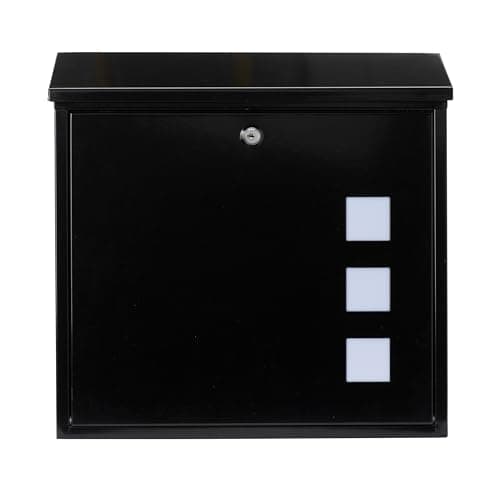 Image of Burg-Wachter MB08BK Aire Wall Mounted Galvanised Steel Lockable Weatherproof Post Box - Black - 37x36x11cm