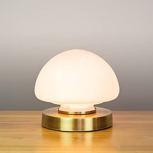 Image of Anika 62509 Opal Dome Table Lamp with Touch Activated Base/Brass Effect / 3 Brightness Settings/Mains Powered / 18 x 16cm