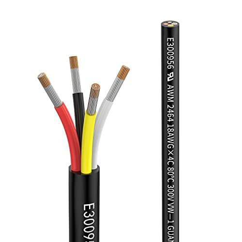 Image of Matugajp 18awg 4×0.75mm² Electrical wire 4 Conductor Extension Cable 6.56ft/2Meters UL2464 DC 5V/12V/24V/300V 18 Gauge oxygen free Stranded Tinned Copper wire