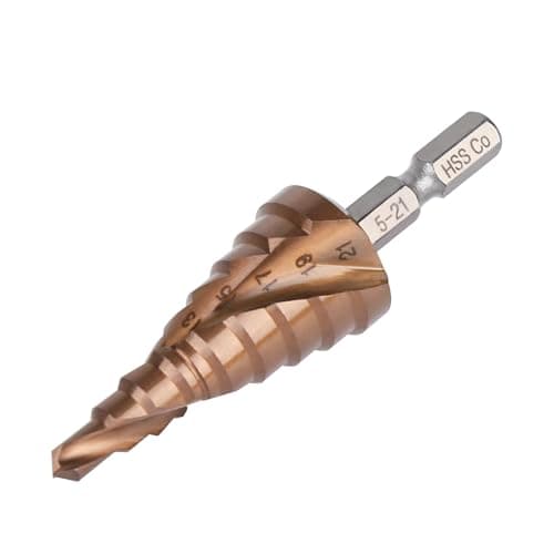 Image of Vearter 5-21mm Cobalt Step Drill Bit for Metal, M35 HSS 9 Steps Cone Cutter, Spiral Flute Hex Shank Step Drill for Stainless Steel, Aluminium Sheet, Iron, Copper, Plastic, PVC, Wood