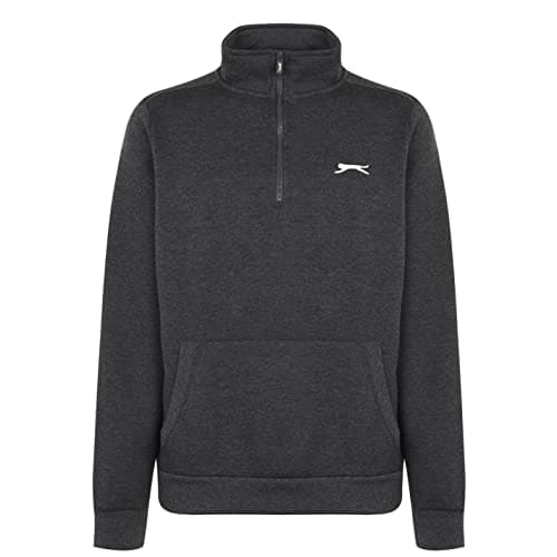 Image of Slazenger Men Quarter Zip Fleece Top Mens Charcoal Marl XL