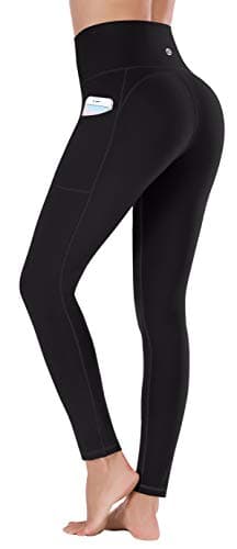Image of Ewedoos Gym Leggings with Pockets Yoga Pants for Women High Waisted Sports Workout Running Leggings for Women Black L