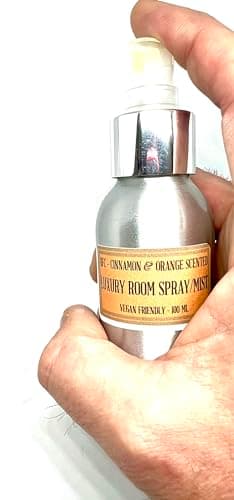 Image of Cinnamon & Orange Scented Luxury Room Spray/Mist 100ML - Silver Aluminium bottle with spray cap perfect for adding a little Cinnamon & Orange scent into your room Shipping on 48 Hour Tracked Service