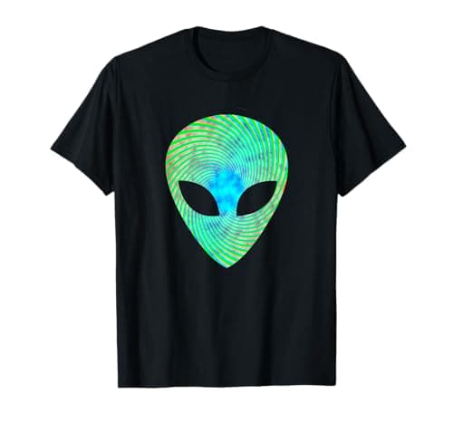 Image of Psychedelic Alien face T-shirt Gift Alien Head UFO Shirt T-Shirt