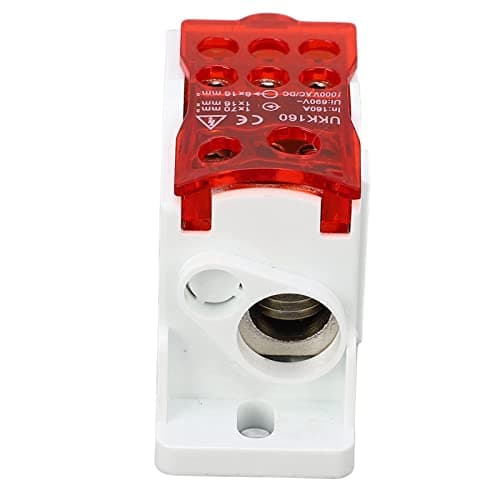 Image of DIN Rail Terminal Block, 690V 160A Clear Lid PA66 (Red)