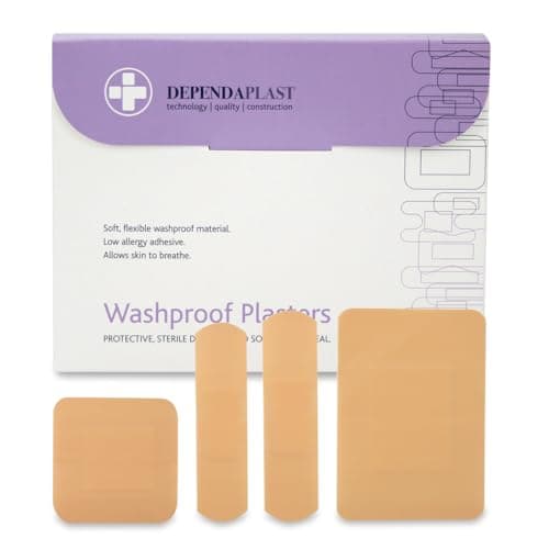 Image of Dependaplast Washproof Plasters Assorted, Flexible PU Plastic Film, Secure Adhesive, Breathable, Waterproof - Box of 100