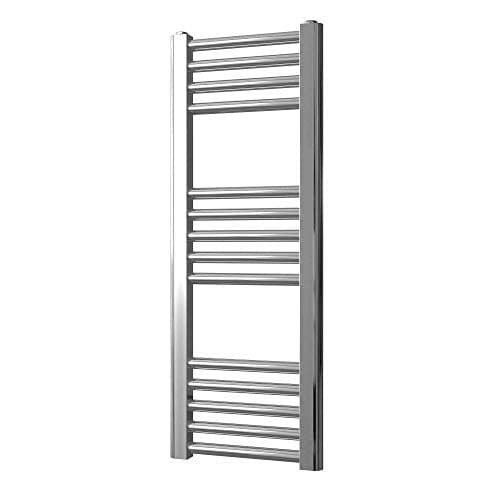 Image of Greened House Chrome Straight Heated Towel Rail 300mm wide x 800mm high Flat Central Heating Towel Radiator