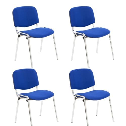 Image of Office Hippo Heavy Duty Stackable Reception Chair - Chrome Frame, Royal Blue Fabric, Pack of 4