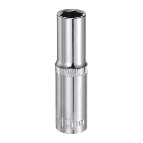 Image of sourcing map 6-Point Socket 3/8" Drive 10mm Deep 2.48" Length 45# Steel Metric Square Drive Sockets Polishing Chromed Sockets for Car Repair Mechanical Maintenance Home Use
