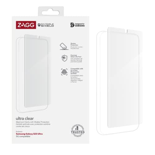 Image of ZAGG InvisibleShield Ultra Clear Screen Protector Compatible for Samsung Galaxy S23, Shockproof, Glass-Like, Maximum Clarity, Shatter Protection, 5G, Clear