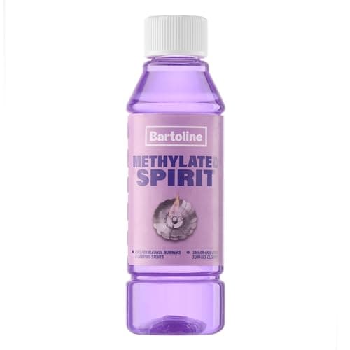 Image of Bartoline Methylated Spirit 250ml– Multi-Purpose Cleaner & Fuel for Alcohol Burners, Camping Stoves & Glass – Fast-Drying, Smear-Free Hard Surface Cleaner