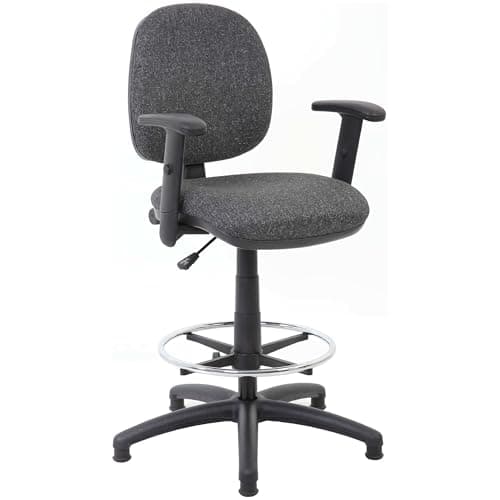 Image of Office Furniture Online Comfort Draughtsman Chair - Ergonomic Fabric Office Chair - T-Adjustable Arms, Height Adjustable - Charcoal