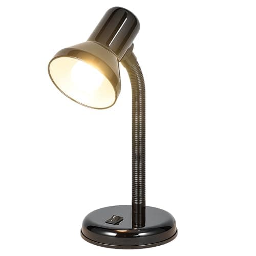 Image of Innoteck 25W Adjustable Desk Lamp with Flexible Arm, Metal Table Lamp with E27 Bulb Base, Mains Powered, Study & Bedside Reading Lamp, Black