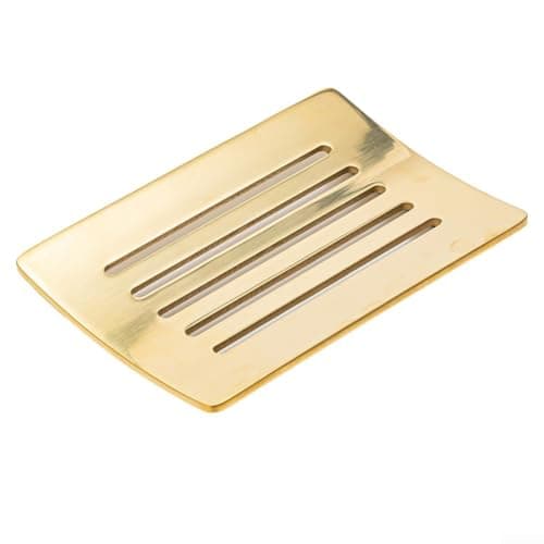 Image of Spelonify Rustproof Soap Dish for Bathroom & Kitchen, Stainless-Steel Draining Soap Holder, with Gold Finish, compact-sized Soap Saver Tray for Modern Bathroom