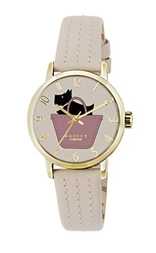 Image of RADLEY Border Watch with Cream Leather Strap Gold Casing Analogue Display Leather Watch for Women
