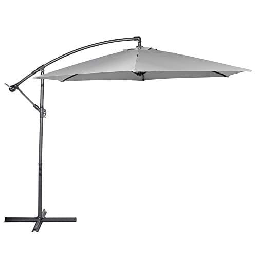 Image of VonHaus Banana Parasol 3M – Cantilever Hanging Parasol Umbrella for Outdoor, Garden, Patio – Sun Shade Canopy with Hand Crank, Tilt & Rotate Function, UV30+ Protection, Air Vent, Steel Frame – Grey