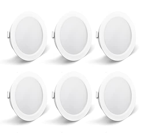 Image of KYOTECH Set of 6 LED Cabinet Lights 230V, 3.5W LED IP40 G4 15 mm Recessed Spotlights for Flat Cabinet, 3000K Warm White, Kitchen Hood, Recessed Bathroom Spotlight (Set of 6-White)