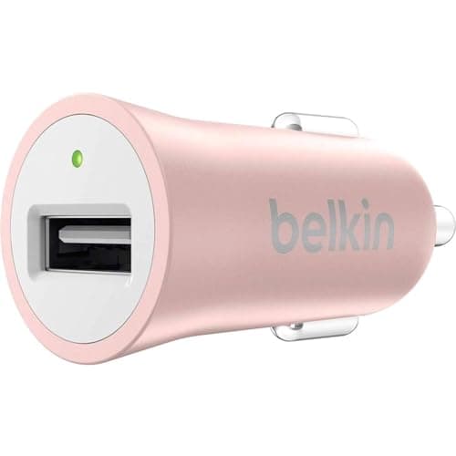 Image of Belkin Premium MIXIT Fast 2.4 A USB Car Charger for Apple iPhone XS Max/XS/XR/X/8 Plus/8/7 Plus/7 and Apple iPad Air, iPad 2, iPad Mini with Connected Equipment Warranty, Rose Gold