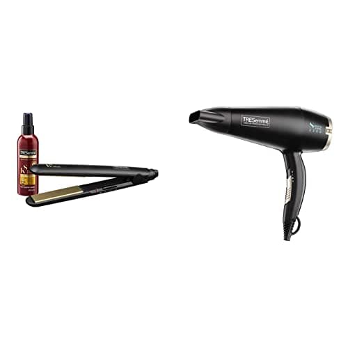 Image of TRESemme Keratin Smooth Control Number 230 Straightener, black and TRESemme Smooth & Shine Power 2200W Hair Dryer, Ionic , lightweight, powerful, fast drying