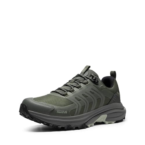 Image of NORTIV 8 Men's Waterproof Hiking Shoes Non-Slip Lightweight for Walking Comfort Outdoor Trekking Camping Climbing Daily Fashion Sneakers Armadillo FieldLite,Size 8,Army Green,SNHI26001M