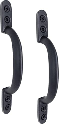 Image of IRONTITE 2 Pack D Handle 150mm (6") Black, Hotbed Pull Handle for Wooden Gates, Doors, Sheds - Cast Iron Suitable for Gates and Doors
