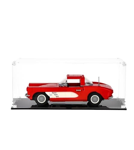 Image of icuanuty Acrylic Display Case for LEGO 10321 Icons - Chevrolet Corvette 1961, Dust Protected Storage and Organize Display Box for LEGO model, Size: 38x20x20 cm, Gift Idea for Adults