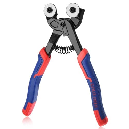 Image of GOLD DEER Glass Tile Nippers Heavy Duty, 8" Wheeled Glass Mosaic Tile Cutters Pliers Hand Tools, Ceramic Tiles Nippers Mosaic Kits for Crafts, Shapping Plier, Nipper Cutting Tools, Stone, Metal