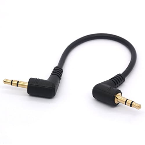 Image of HTGuoji Short 3.5mm Right Angle Cable, Gold Plated 90 Degree 3.5 Male to Male Audio Stereo Jack Plug Car Aux 3-Pole TRS (20 cm)
