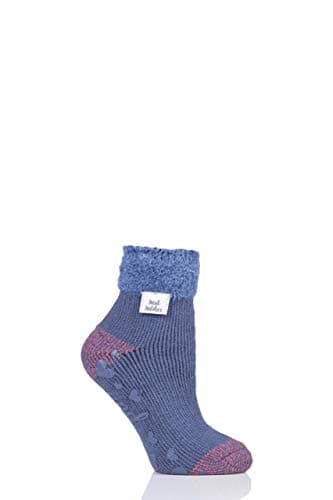 Image of HEAT HOLDERS Ladies Lounge Feather Top Thermal Socks Pack of 1 Muted Blue4-8