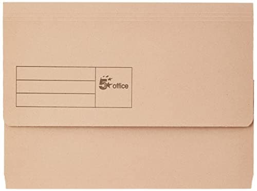 Image of 5 Star A4 Document Wallet Half Flap Folder 285gsm 32mm Buff (Pack of 50)
