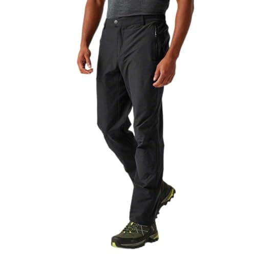Image of Regatta Mens Highton II Trousers Water Repellent Hiking Walking Pants Black