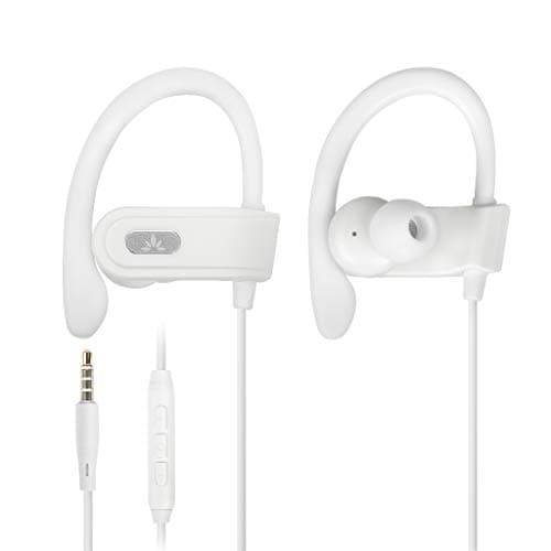 Image of Avantree E171 - AUX 3.5mm Wired Earbuds with Microphone & in-Line Volume Control, Compatible with Traditional 3.5mm AUX Phones Corded Headphones with Ear Hook for Running & Sports, White