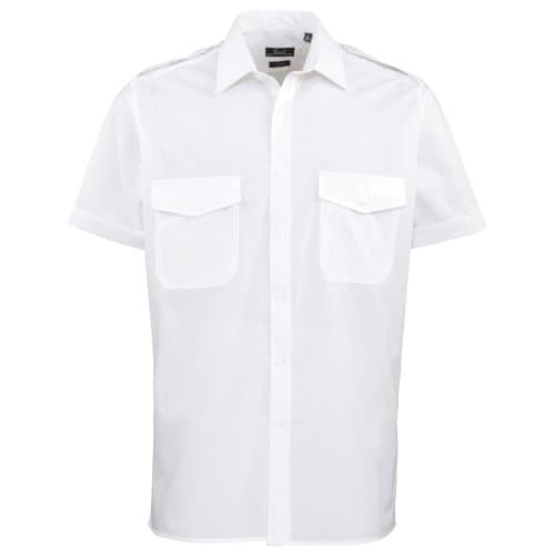 Image of Premier Mens Short Sleeve Pilot Plain Work Shirt (18.5) (White)